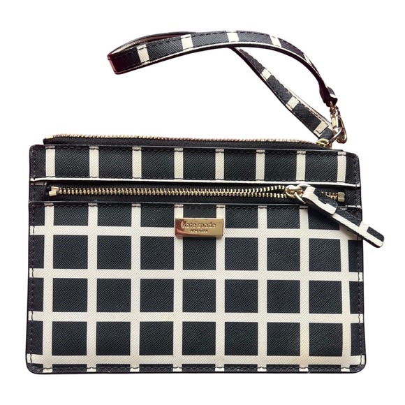 kate spade Handbags - Kate Spade Womens‎ Grid Wristlet Clutch Wallet Black White Zip Pouch